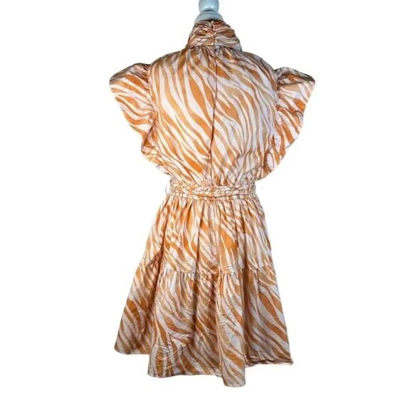 Derek Lam Collective Orange Zebra Cutout Mini Dress size 38 / US 2 MSRP $425 - Picture 8 of 11